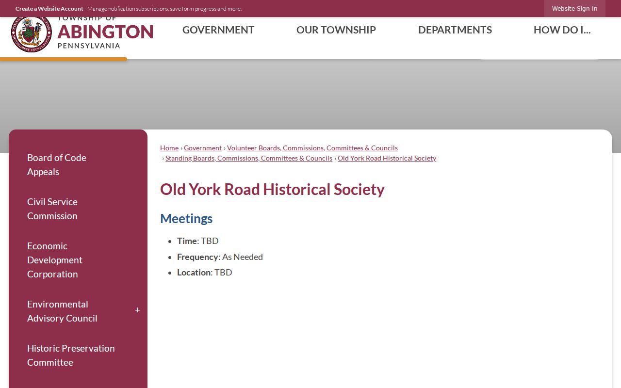 Abington Township city directory historical society reference page