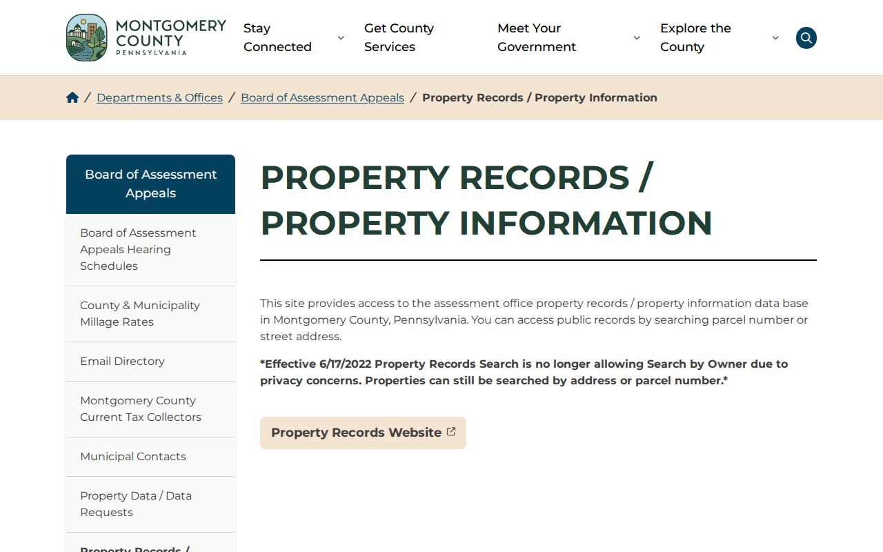 Abington Township residents directory Montgomery County property records privacy notice