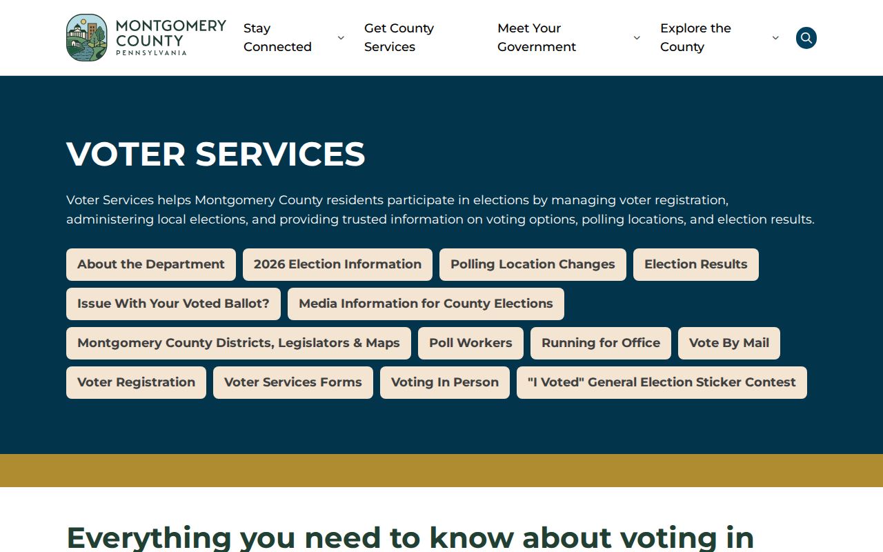 Abington Township residents directory Montgomery County Voter Services information