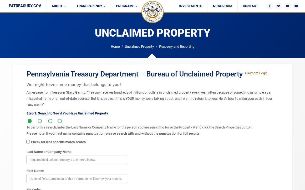 Abington Township residents directory Pennsylvania unclaimed property search