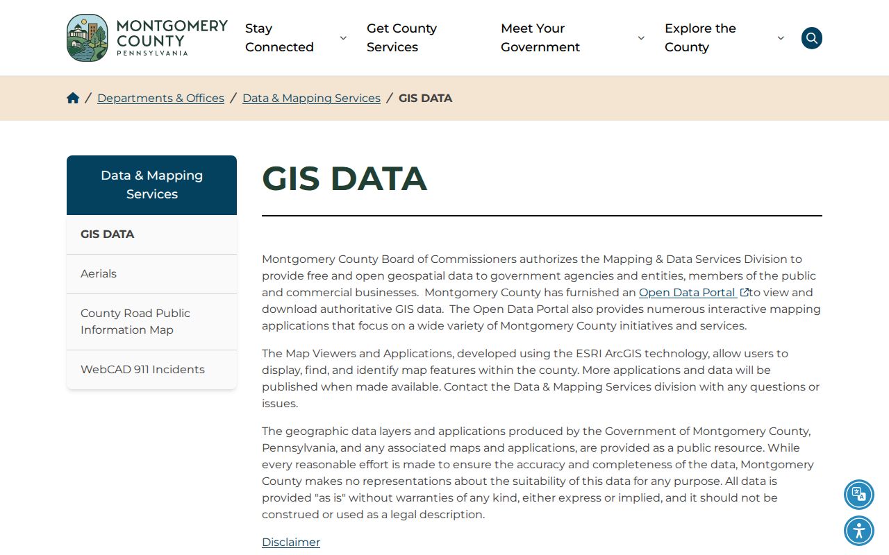 Abington Township street directory Montgomery County GIS data hub