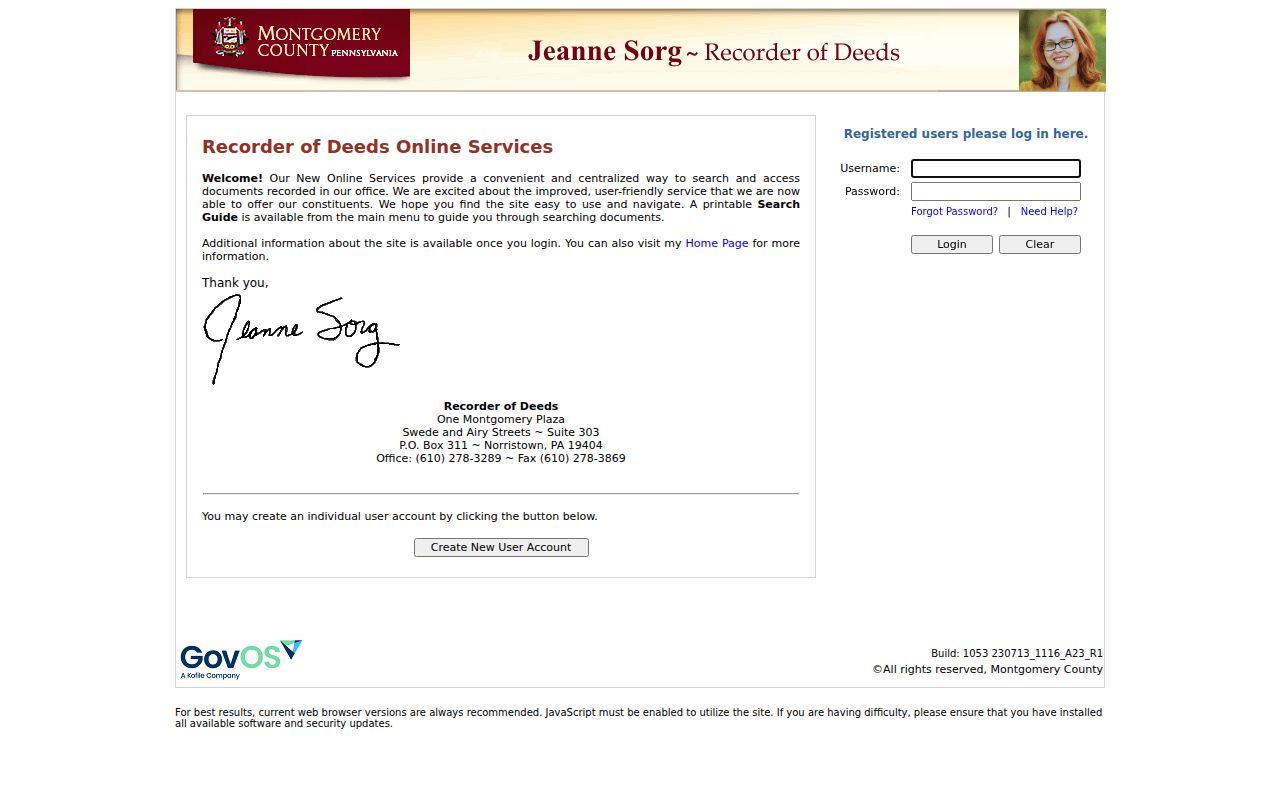 Abington Township street directory Recorder of Deeds public access system